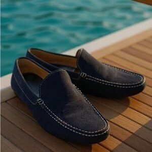 ZanZara Slip On Driving Shoe, Navy Blue, Mens Size 9